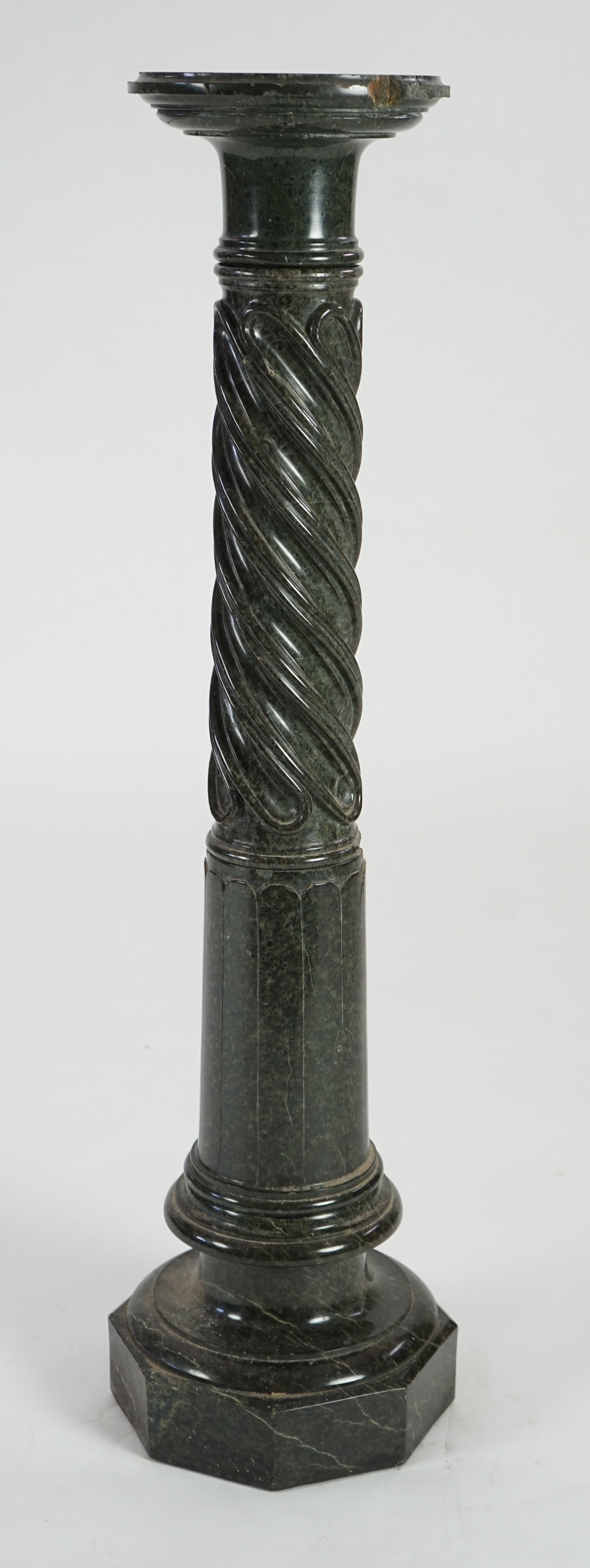 A Victorian green serpentine pedestal